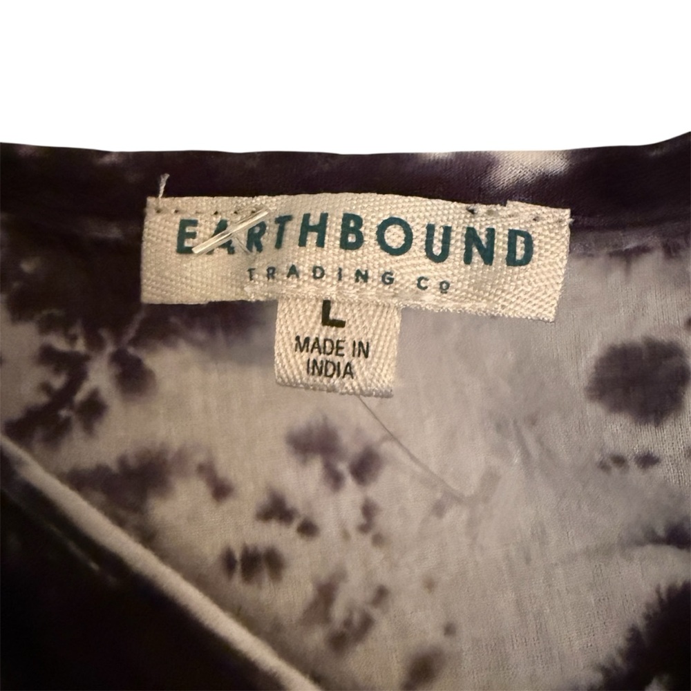 Earthbound TradingCo- 100% Cotton Tie Dye Black and White Maxi Dress- Size Large - Picture 2 of 15